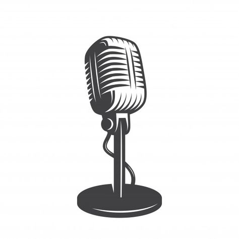 Of isolated retro, vintage microphone. | Free Vector #Freepik #freevector #vintage #music #retro #microphone Microphone Drawing, Retro Headphone, Billy Y Mandy, Radio Icon, Microphone Icon, Automotive Logo Design, Audio Recorder, Website Logo Design, Music Illustration