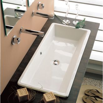 Trough Bathroom Sinks - TheBathOutlet Luxury Bathroom Sinks, White Vessel Sink, Wall Mounted Bathroom Sinks, Drop In Bathroom Sinks, Trough Sink, Drop In Sink, Steam Showers Bathroom, Big Bathrooms, Bathroom Redo