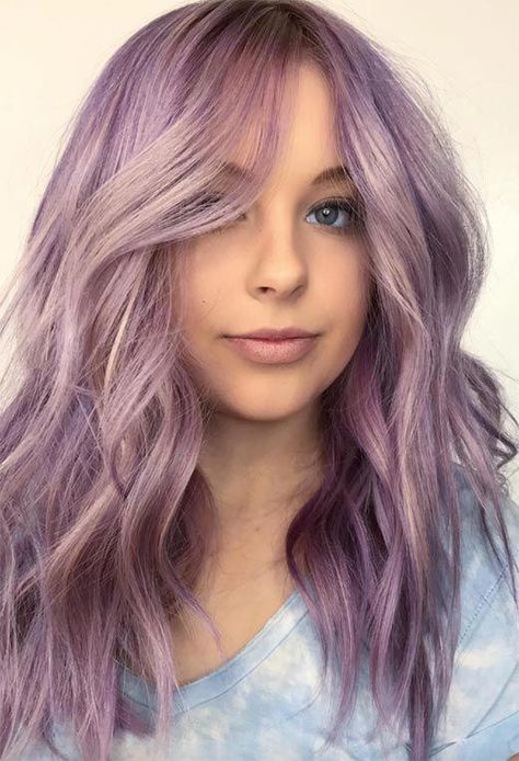 55 Dreamy Lilac Hair Color Ideas: Lilac Hair Dye Tips - Glowsly #hairstyles Lilac Hair Dye, Lilac Hair Color, Dyed Tips, Hair Dye Tips, Dyed Hair Purple, Colored Hair Tips, Lilac Hair, Lavender Hair, Styles Ideas