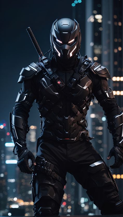 Futuristic Assassin Suit, Ninja Suit Design, Futuristic Batman Suit, Tech Armor, Batman Armoured Suit, Sleek Sci Fi Armor, Ninja Armor, Ninja Suit, Futuristic Military Armor