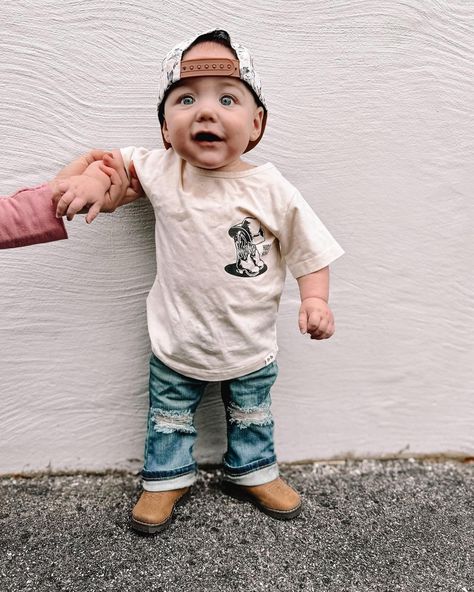 Little Cowboy 🤠 Restock feedback?!👇🏻 Toddler Boy Outfits Country, Baby Boy Cowboy Outfits, Baby Boy Cowboy, Western Baby, Western Babies, Boys Outfits, Little Cowboy, Cowboy Outfits