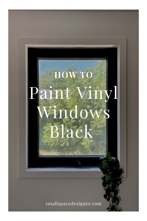 How to paint vinyl windows black Paint Black Window Trim, Painted Black Windows Exterior, Painting Window Sills Black, Black Outside Windows, How To Paint Interior Vinyl Windows Black, Diy Black Trim Windows, How To Paint Exterior Windows Black, How To Paint Vinyl Windows Black, Paint Exterior Windows Black