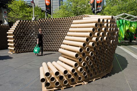 Roll Play – Temporary Pavilion for The Sydney Architecture Festival Sydney Architecture, Temporary Pavilion, Temporary Architecture, Roll Play, Temporary Structures, Urban Furniture, Cardboard Tubes, Street Furniture, Architecture Student