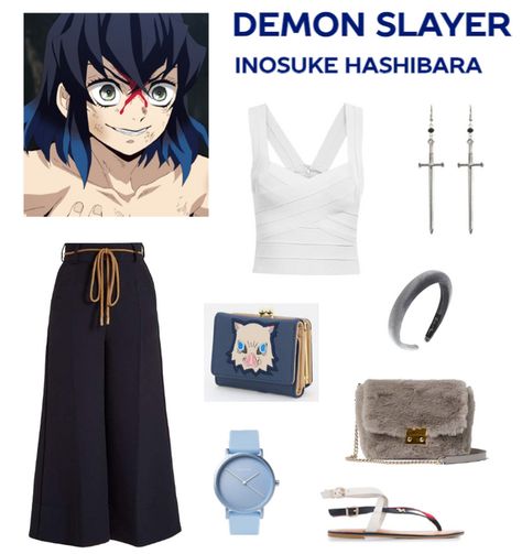 Inosuke Inspired Outfit, Outfits Inspired By Demon Slayer, Anime Closet Cosplay, Closet Cosplay Ideas Anime, Bandage Top Outfit, Inosuke Outfit, Character Inspired Outfits Anime, Anime Inspired Outfits Aesthetic, Outfits Inspired By Anime Characters