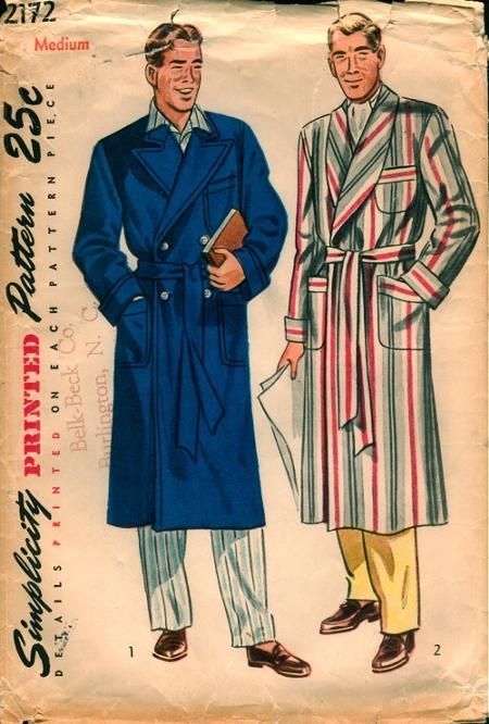 Ward-robe essential Bathrobe Pattern, 1950s Jacket Mens, Mens Dressing Gown, Cargo Jacket Mens, Mens Sewing Patterns, Khaki Parka, Blithe Spirit, Green Cargo Jacket, Vintage Pajamas