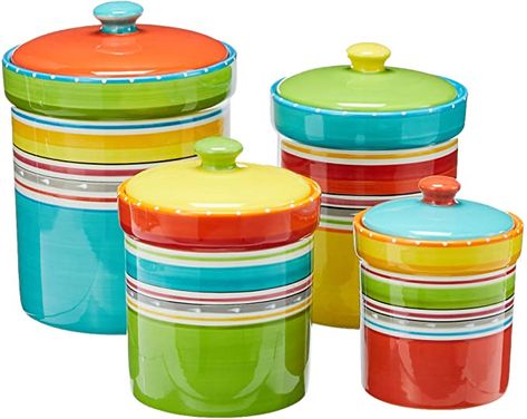 Ceramic Canister Set, Sugar Container, Serve Ware, Colorful Kitchen, Ceramic Canister, Kitchen Containers, Kitchen Storage Containers, Storage Canisters, Ceramic Dinnerware