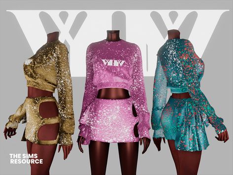 Sims 4 Cc Performance Outfit, Vip Dress, High School Fashion, Sims 4 Cc Makeup, Color Explosion, Sparkle Skirt, Neon Outfits, Cc Sims, Sims 4 Cc Finds