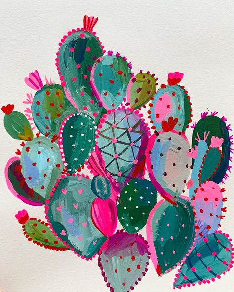 Carolyn Gavin on Instagram: “Something new coming soon. #cacti #cactus #pricklypear #carolyngavin #acrylagouache” Cool Cactus, Desert Magic, New Coming Soon, Cactus Paintings, Carolyn Gavin, New Coming, Mexico Art, Cactus Art, I Want To Cry