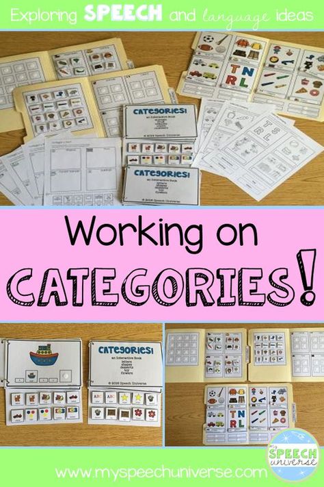 Are you looking for some fun activities to work on categorization in your speech therapy sessions? This packet has worksheets, file folders games, and interactive books that all target categories! Self Contained Speech Therapy, Expanding Utterances Speech Therapy, Categories Speech Therapy, Speech Therapy Free, Sped Resources, Folder Activities, Play Therapy Techniques, Language Therapy Activities, Speech Language Activities