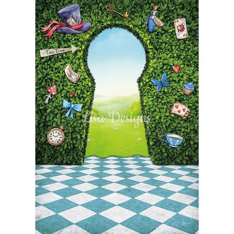 🌟Step into a whimsical world with our new Alice in Wonderland photography background! ⏰🍄Perfect for studio shoots, magical party decorations, or any fantastical event, this design captures the charm and wonder of Wonderland with stunning details and vibrant colors. 📷✨Whether you’re creating dreamy photos or adding a touch of enchantment to your celebration, this backdrop brings Alice’s adventures to life. Dive into the magic and make every moment extraordinary! 🐰🎩 #lisabackdropdesigns #alicei... Enchanted Forest Decorations, Background Photo Studio, Green Fence, Kids Birthday Party Decoration, Backdrop Photography, Girl Background, Tea Party Decorations, Alice In Wonderland Tea Party, Photography Decor