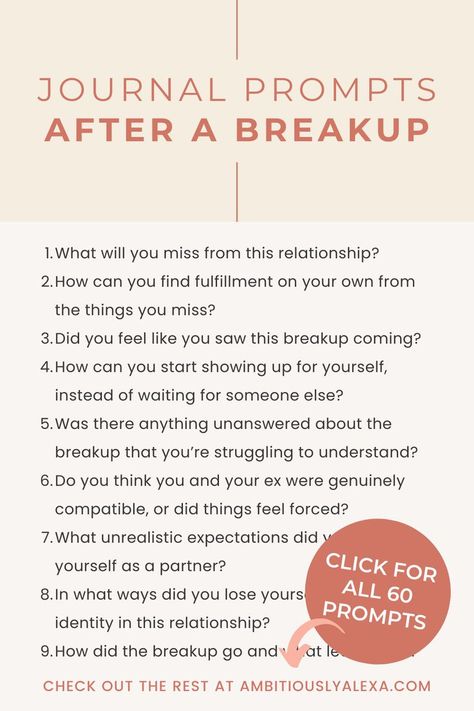 journal prompts for healing from a breakup Break Up Journal Prompts, Daily Journal Prompts For Teens, Break Up Journal, Enjoy Single Life, Breakup Journal Prompts, Breakup Journal, Boyfriend Journal, Healing Breakup, Journal Prompts For Self Growth