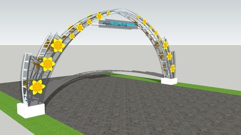 Large preview of 3D Model of Welcome Truss Gate - Cổng chào Welcome Gate, Lake Landscaping, Arch Gate, Roof Truss Design, Plaza Design, Modern Gate, Custom Gates, Facade Architecture Design, Entrance Gates Design