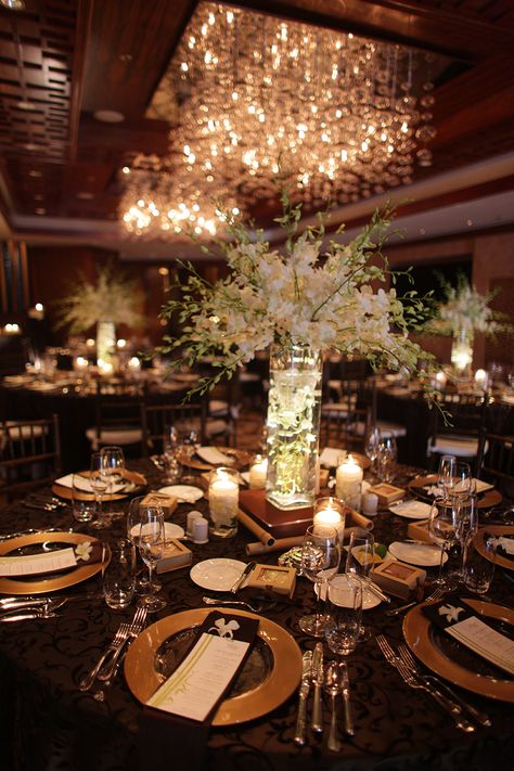 Brown and Gold Wedding Reception Decoration Brown Gold Wedding Theme, Brown And Gold Party Decor, Brown Wedding Centerpieces, Gold And Brown Wedding Theme, Brown Wedding Table Decor, Brown Wedding Aesthetic, Brown And Champagne Wedding, Brown And Gold Wedding Theme, Champagne And Brown Wedding