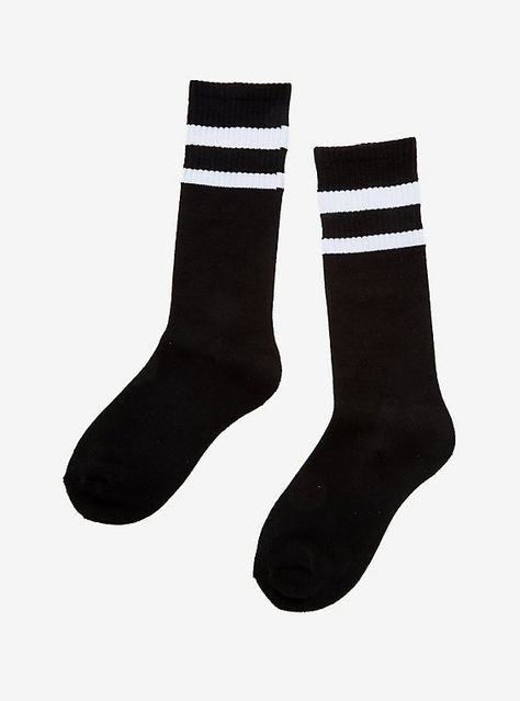 Blackheart Black & White Stripe Varsity Crew Socks, Cool Clothes For Girls, Black Crew Socks, Goth Vibes, Black And White Socks, Cool Clothes, Cool Girl Outfits, Rose Girl, Emperors New Groove, Queen Freddie Mercury