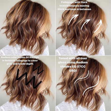 Copper Foils Hair, Copper Blonde Balayage, Redken Formulas, Hair Stylist Tips, Copper Pennies, Hair Formulas, Redken Hair Color, Stylist Tips, Copper Balayage