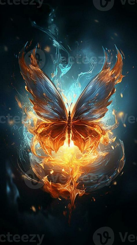 there is a butterfly that is on fire with a heart. generative ai. Fire Butterfly, A Butterfly, On Fire, Infographic Design, A Heart, Vector Free, Photo And Video, Quick Saves, Art