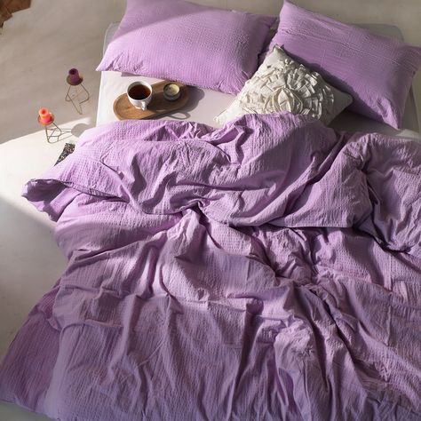 Lilac Color Crispy cotton Duvet Cover, Textured Cotton Comforter Cover, Twin/Full/Queen/King/CL. King Boho Bedding, Girls Dorm Bedding Set Lilac Duvet Cover, Dorm Bedding Sets, Girl Dorms, Quilted Duvet, Boho Bedding, Cotton Comforters, Lilac Color, Comforter Cover, Cotton Duvet