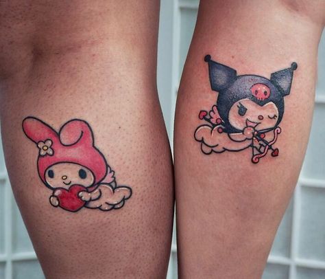 Cute Matching Tattoos Matching Tattoos For Best Friends Y2k, Matching Tattoos Ideas For Best Friends, Large Matching Tattoos, Cool Matching Tattoos For Best Friends, Cartoon Matching Tattoos, Alt Matching Tattoos, Girl Matching Tattoos, Matching Opposite Tattoos, Matching Bsf Tattoo