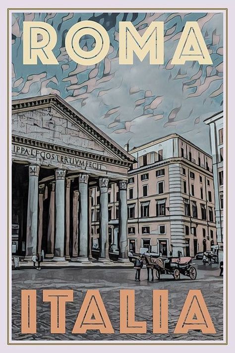 Vintage Posters Retro, Posters Decor, Sejarah Kuno, Tableau Pop Art, The Pantheon, Vintage Poster Design, Good Memories, Retro Travel Poster, Budget Planer