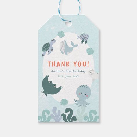 Ocean Theme Birthday, Under The Sea Watercolor, Sea Watercolor, Birthday Souvenir, Ocean Design, Manta Ray, Ocean Themes, Birthday Thank You, Ocean Animals