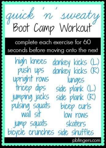 Quick 'n' Sweaty Boot Camp Workout Camp At Home, Peanut Butter Fingers, Butter Fingers, Functional Workouts, Boot Camp Workout, Circuit Workout, Sweat It Out, Total Body Workout, Work Outs