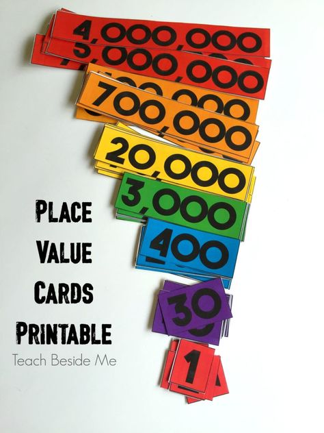 FREE Place Value Cards                                                       …                                                                                                                                                                                 More Place Value Cards, Teaching Place Values, Place Value Worksheets, Math Place Value, Math Number Sense, Math Intervention, Montessori Math, Math Workshop, Homeschool Math