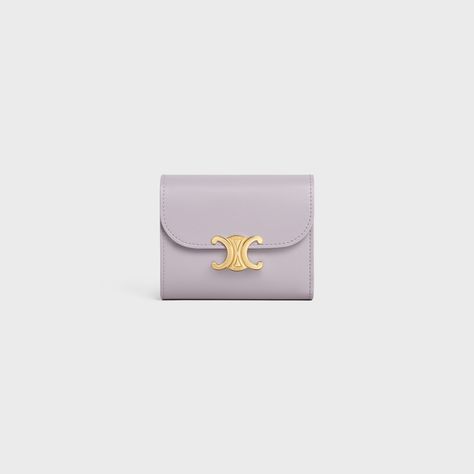 SMALL WALLET TRIOMPHE IN SHINY CALFSKIN - LIGHT LILAC | CELINE Celine Wallet, Light Lilac, Fragrance Bottle, Compact Wallet, Canvas Messenger Bag, Best Wallet, New Sneakers, Card Holder Wallet, Small Wallet