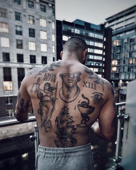 Man With Tattoos, Many Tattoos, Torso Tattoos, Tattoo Inspiration Men, Cool Chest Tattoos, Back Tattoos For Guys, Chest Tattoo Men, Greek Tattoos, Cool Small Tattoos