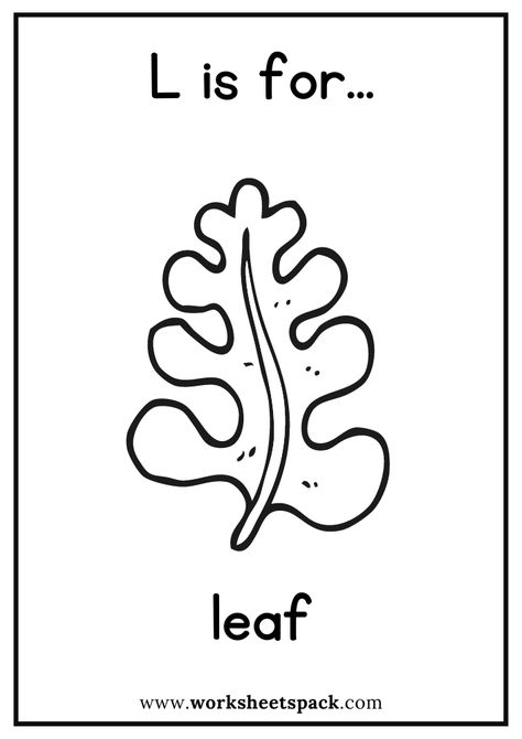 L is for Leaf Coloring Page, Free Leaf Flashcard for Kindergarten - Printable and Online Worksheets Pack L Is For Leaf, Donut Coloring Page, Giraffe Coloring Pages, Airplane Coloring Pages, Snake Coloring Pages, Anatomy Coloring Book, Leaf Coloring Page, Panda Coloring Pages, Turtle Coloring Pages