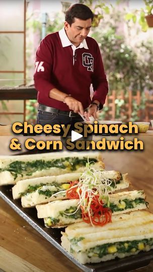 Spinach Sandwich, Spicy Sandwich, Cheesy Sandwich, Sandwich Platter, Cheesy Spinach, Cheese Sandwich Recipes, Cheese Spinach, Sanjeev Kapoor, Vegetarian Sandwich