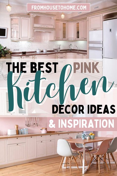 Kitchens With Pink Accents, Templeton Pink Kitchen, Pink Kitchen Cabinets Modern, Pink White Kitchen Ideas, Pink Kitchen Ideas Modern, Grey Kitchen Cabinets Pink Walls, Pink Painted Kitchen Cabinets, Blush Kitchen Walls, Pink Kitchen Walls White Cabinets