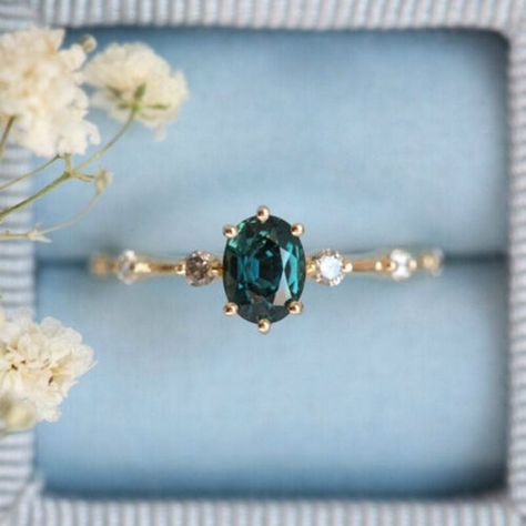 Fashion 18k Gold Plated Women Cubic Zirconia Rings Wedding Jewelry Gifts Sz 5-11 | eBay Unique Engagement Rings Green, Engagement Rings Green Stone, Rings Green Stone, Engagement Rings Green, Peach Sapphire Rings, Rings Green, Mountain Ring, Sapphire Diamond Engagement, Green Sapphire Ring