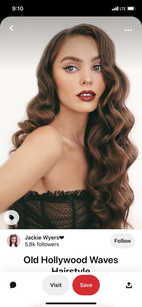 Vintage Wave Hairstyles, Old Hollywood Hairstyles Middle Part, Old Hollywood Curls Middle Part, Vintage Finger Waves Long Hair, Wedding Guest Hairstyles Hollywood Waves, Old Hollywood Glam Bridal Hair, Masquerade Hairstyles Long, 70s Prom Hair, Old Hollywood Waves Hair