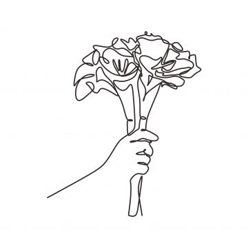 Chain Of Flowers, Drawing Rose, Hands Holding Flowers, Botanical Line Drawing, Drawing Png, Flowers Drawing, Single Line Drawing, Hand Flowers, Rose Drawing