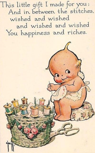 Kewpie Collection, Bloxburg Images, Kewpie Baby, Quilting Quotes, Sewing Quotes, Angel Cherub, Postal Vintage, Sewing Cards, Kewpie Dolls