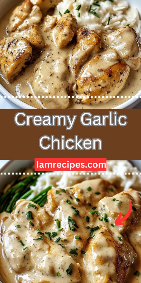 🔥🥛 Creamy Garlic Chicken – Tender, juicy chicken in a rich, velvety garlic cream sauce! This one-pan dinner is ready in 30 minutes and pairs perfectly with pasta, rice, or mashed potatoes. #CreamyGarlicChicken #OnePanMeal #EasyDinner Chicken Smothered, Garlic Cream Sauce, Creamy Garlic Chicken, Chicken Tender, One Pan Dinner, Creamy Garlic, One Pan Meals, Garlic Chicken, Juicy Chicken