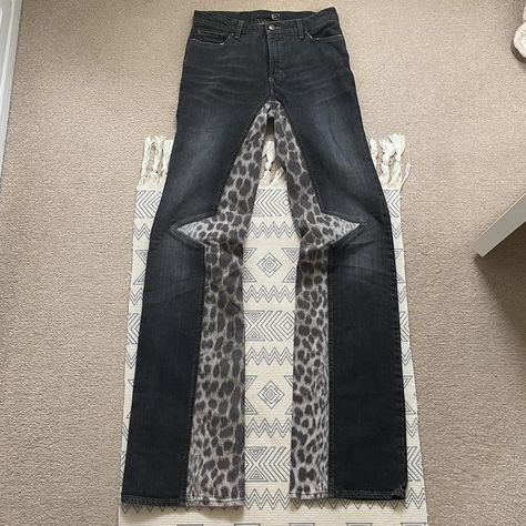 Black Straight Jeans, Remake Clothes, Reworked Clothes, Cavalli Jeans, Diy Clothes Design, Loose Fit Jeans, Upcycled Fashion, Jeans Diy, Just Cavalli