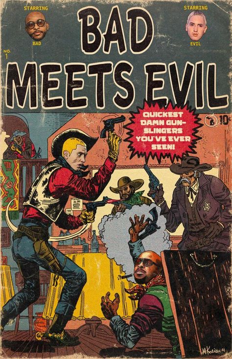 Bad meets evil Bad Meets Evil, Poster Animation, Best Comic Books, Comic Book Art, Slim Shady, Art Print Poster, Comic Book Characters, Fun Comics, Art T Shirt