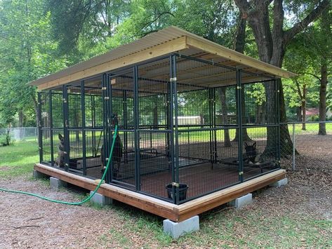 Dog Kennel Set Up Outside, Outdoor Puppy Pen, Diy Outdoor Dog Kennel Cheap, Dog Kennels Diy Outdoor, Dog Kennel Roof Ideas, Dog Kennel Ideas Outdoor Diy Cheap, Cheap Dog Run Ideas Backyard, Outside Dog Kennel Ideas, Dog Cage Ideas Outdoor