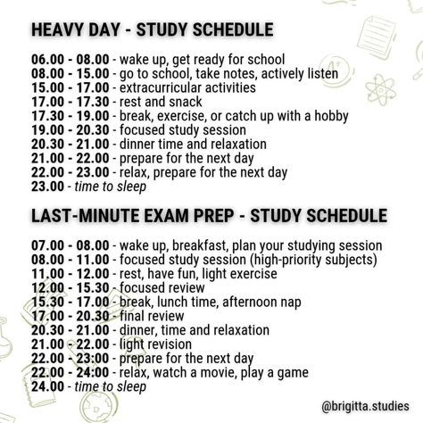 Study Schedules -- #qotd do you have different study schedules depending on the day of the week? -- Hello everyone, welcome back. Today's post is all about study schedules.🗓️ 🔙 to school season is around the corner (for some it has already begun) so it's the appropriate time to plan your everyday life depending on the situation. Swipe ⬅️ to check out four different study schedules i made for you depending on the situation: •School Day •Weekend •Heavy Day •Last Minute Exam Prep Write down ... Weekend Study Plan, About Study, Exam Schedule, Light Exercise, Study Schedule, Exam Prep, Study Plan, Extra Curricular Activities, School Season