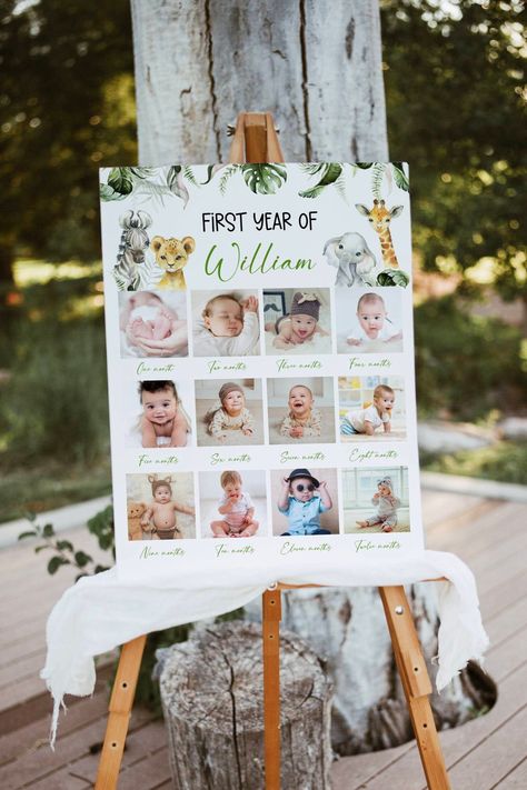 Birthday Photo Board, Safari Poster, Safari 1st Birthday, Wild One 1st Birthday, Jungle Thema, 1st Birthday Photo, Birthday Picture, 1st Birthday Pictures, Wild One Birthday Party