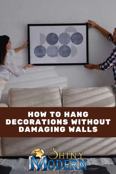 How To Hang Without Damaging Walls, Decorating Without Hanging On Walls, How To Stick Pictures On Wall Without Damage, How To Hang Wall Decor, Drywall Repair, How To Hang, Hanging Paintings, Hanging Frames, Hanging Banner