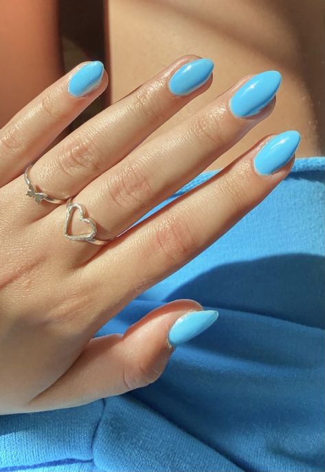 Carolina Blue Nails Acrylic, Unc Blue Nails, Blue Acrilyc Nails, Nail Colors Blue, Sb Nails, Rodeo Nails, Teal Nail Designs, Cute Almond Nails, Cowboy Nails