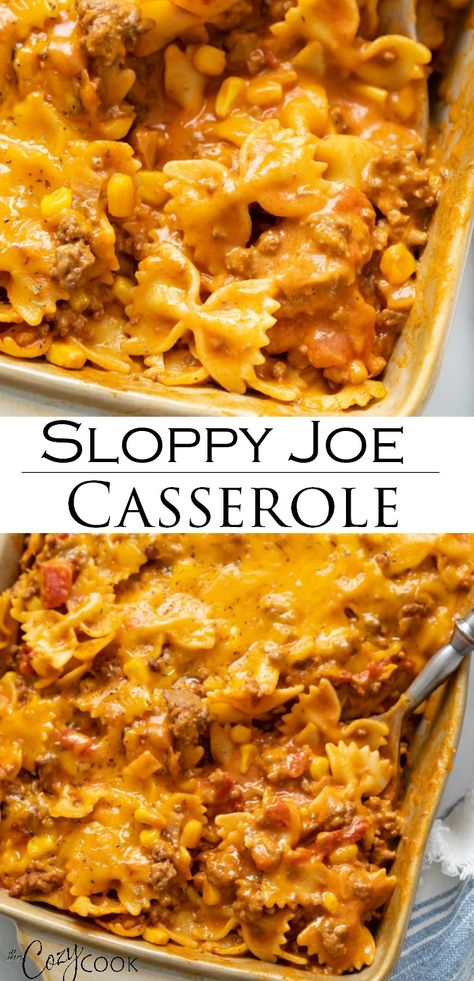 Crockpot Meals For Back To School, Dinner Recipes For A Large Group, Easy Recipes To Freeze, Easy Weekday Casseroles, Manwich Sloppy Joes Recipes, Sloppy Joe Casserole Pasta, Sloppy Joe Pasta Recipe, Sloppy Joe Casserole With Manwich, Manwich Pasta