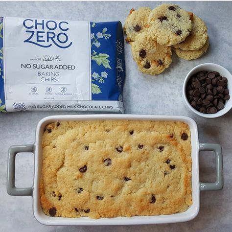 Choc Zero, Chewy Chocolate Chip Cookie Recipe, Chewy Chocolate Chip Cookies Recipe, Carb Free Recipes, Baking Chips, Sugar Free Baking, Chocolate Chip Bars, Chewy Chocolate Chip, Chewy Chocolate Chip Cookies