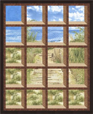 Quilt Inspiration: Free Pattern Day: Attic Windows Quilts Attic Window Quilts, Attic Windows, Optical Illusion Quilts, Window Quilt, Panel Quilt Patterns, Beach Quilt, Attic Window, Fabric Panel Quilts, Quilting Designs Patterns