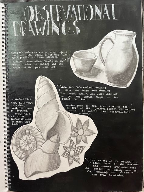 Observational Drawing Annotation, Observation Studies Art, Art Gcse Observational Drawing Page, Observational Studies Gcse Art, Art Portfolio Cover Ideas High Schools, Gcse Art Observational Drawings, Observational Drawing Gcse, Observational Drawing Sketchbook, Observational Drawing Ideas