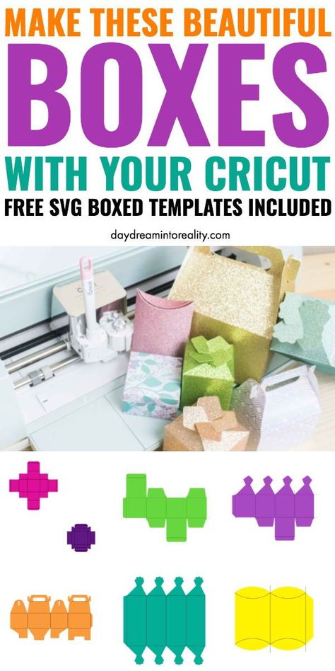 Learn how to make boxes with your Cricut Explore Air 2 or Maker. Create custom gift boxes, packaging, and more! #cricut #cricutmaker . #How_To_Make_Gift_Boxes_With_Cricut #Cricut_Joy_Box_Templates_Free #How_To_Make_Boxes_With_Cricut #Cricut_Folding_Projects Cricut Joy Box Templates Free, How To Make Gift Boxes With Cricut, Cricut Cookie Box Template, Free Svg Box Templates, Diy Gift Box Ideas How To Make, Free Box Svg, Free Cricut Downloads, Cricut Boxes, Svg Projects