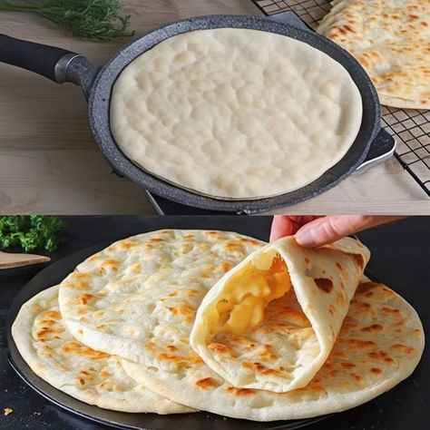 Delicious Cheddar Cheese Flatbread Recipe for Everyone Garlic Cheese Flatbread, Cheesy Flatbread Recipes, Recipe For Flatbread, Cheese Flatbread Recipes, Rich Banana Bread, Easy Flatbread Recipes, Apple Pie Bread, Bread Quick, Potato Muffins