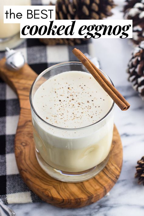 Cooked Eggnog Recipe, Coconut Rum Cocktails, Cooked Egg Nog, Eggnog Recipe Homemade, Coquito Recipe, Homemade Eggnog, Holiday Drink, Eggnog Recipe, Egg Nog